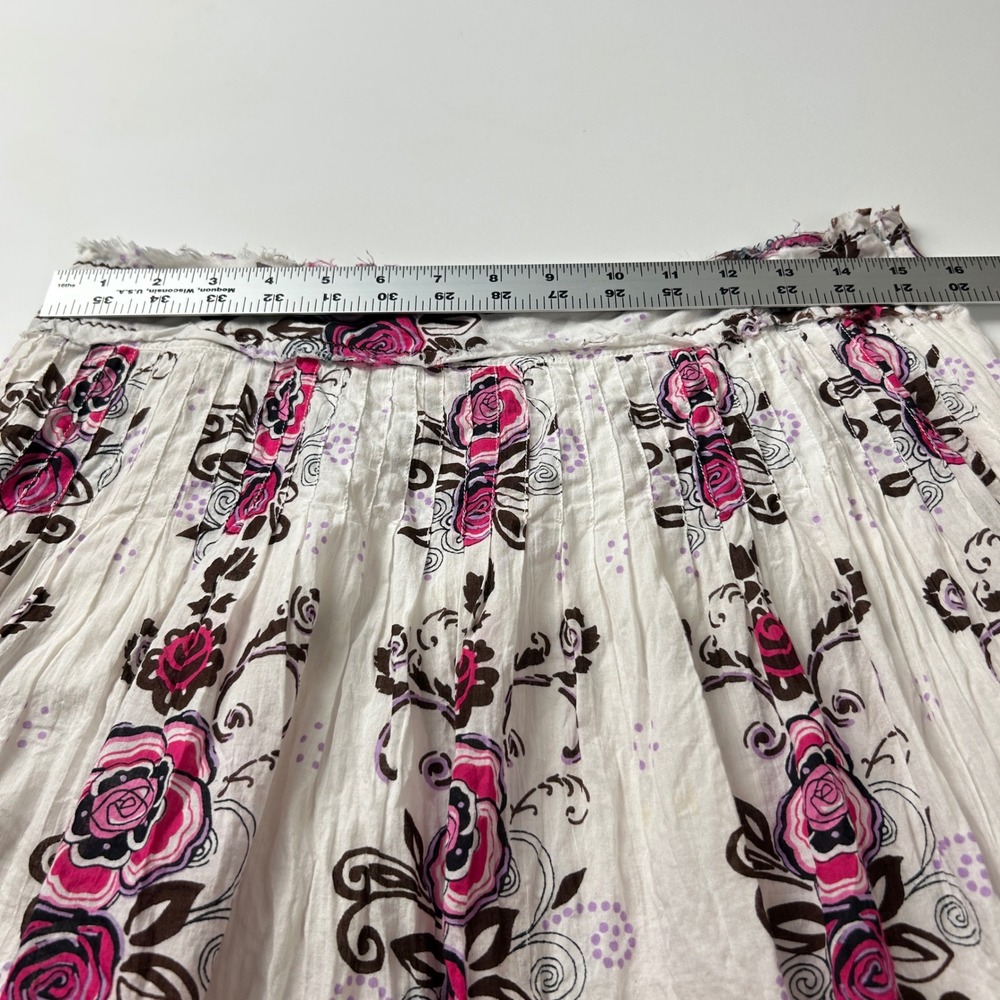 Chaudry KC Bohemian Floral Skirt Pink Brown Cotton Size Medium - Picture 5 of 11